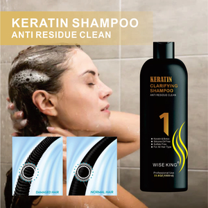 Shampoo <span class=keywords><strong>sans</strong></span> <span class=keywords><strong>silicone</strong></span> à la kératine et au collagène, <span class=keywords><strong>professionnel</strong></span>, anti-résidus, nettoyage en profondeur du cuir chevelu, parfum durable pour tous les types de cheveux - Product Image 4