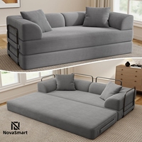 Sofá Cama Compacto Cloud Boneless Square, Ideal para Apartamentos, Futón Convertible 5 en 1, Esponja de Alta Densidad, Tela de Pana