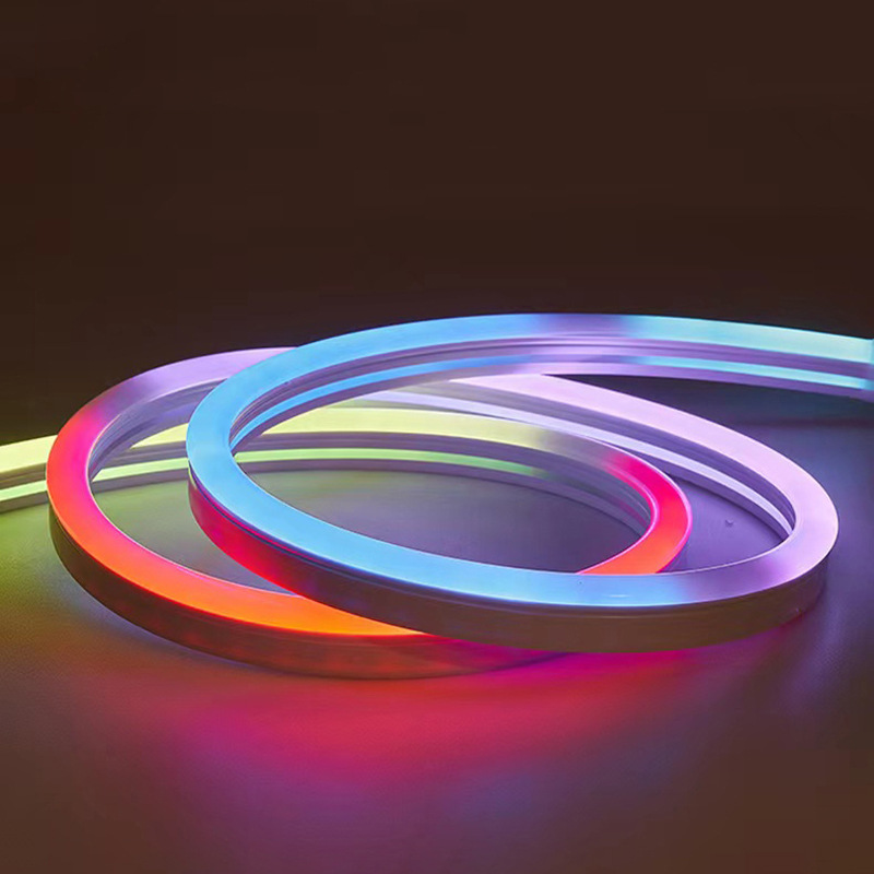 12V RGBIC Soft Silicone LED Neon Light Strip 5m Flexible Colorful Outdoor Waterproof Advertising Set Low Voltage for Low-Light