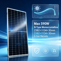 Module PV Monocristallin N-Type à Double Verre 570W 580W 590W pour Panneau Solaire Bifacial, Système d'Énergie Photovoltaïque pour Toit Résidentiel