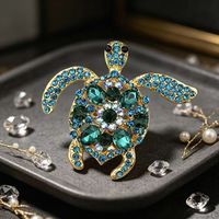 Nuevo Broche de Tortuga de Cristal, Pin de Solapa con Pedrería, Accesorio de Moda para Ropa