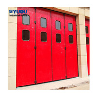 Sistema de Puerta Plegable Industrial Automática de Acero con Panel Sándwich para Almacén, Aislante con Ventanas