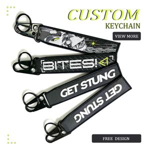Manaufactory Customized <b>Key</b> Label <b>Custom</b> Jet Tag Fabric Woven Brand Embroidered Keychain Promotional Gifts - Product Image 3