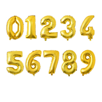 Balon Foil Aluminium Digital Ramah Lingkungan Warna Emas Perak Angka 0-9 Ukuran 16/32/40 Inci untuk Ulang Tahun, Hari Valentine, Wisuda