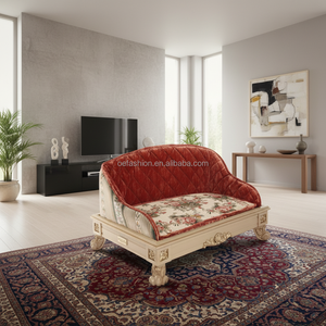 OE-FASHION Lussuoso Divano per Gatti in Legno Massello Antico Intagliato a Mano con Rivestimento in Velluto Reale, Arredamento per Animali Domestici di Piccola e Media Taglia - Product Image 6