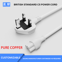 Câble d'alimentation C5 3 broches 13A avec prise UK BS et fusible pour appareils électroménagers, ordinateur portable, moniteur, cordon d'alimentation CA