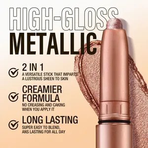 Single Color Stainless Steel <b>Eyeshadow</b> Stick Waterproof Glitter Matte Shimmer High <b>Pigmented</b> Wood Stick Durable Makeup Tool - Product Image 4