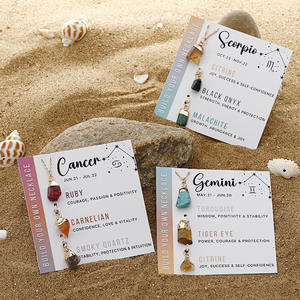 Offerta di Fabbrica Collana di Tendenza con Ciondolo Pietra Grezza <span class=keywords><strong>Naturale</strong></span> del Quarzo dei 12 Segni Zodiacali Catena in Acciaio Inossidabile e Biglietto con Pietra Curativa - Product Image 6