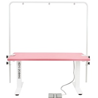 HEDYS GROOMING Table de toilettage pour animaux de compagnie réglable en hauteur, avec support de laisse, surface antidérapante, kit en acier et contreplaqué, pour chiens, 43,43 kg, KR