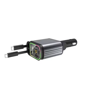 Cargador rápido de teléfono inteligente más vendido cielo estrellado luces coloridas PD45W Cables retráctiles pantalla de visualización cargador de coche