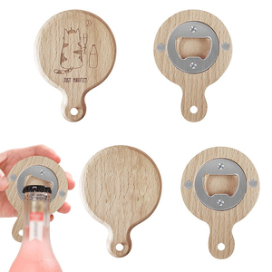 Flaschen öffner Magnetic Manual Cartoon Muster Buche Holz Hänge loch Kühlschrank Magnet Bier öffner Küchen helfer - Product Image 4
