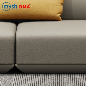 طقم أثاث مكتبي وغرفة معيشة فاخر على الطراز الاسكندنافي، أريكة قطاعية حديثة على شكل L قابلة للتحويل والاستلقاء، مصنوعة من الجلد الصناعي - Product Image 6