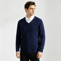 Pull en cachemire épais pour homme, col en V, 7GG, double fil, tricoté, chaud et doux pour l'hiver, personnalisable, vente en gros