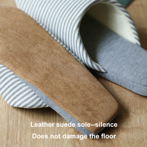 <span class=keywords><strong>Chaussons</strong></span> confortables à semelle souple en tissu à rayures pour femmes et hommes, bout carré silencieux, pour <span class=keywords><strong>appartement</strong></span> et maison - Product Image 2