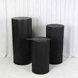 Décoration <span class=keywords><strong>de</strong></span> fête prénuptiale, prix bas, lot <span class=keywords><strong>de</strong></span> 3 supports à gâteau ronds en métal à nervures blanches et noires - Product Image 1