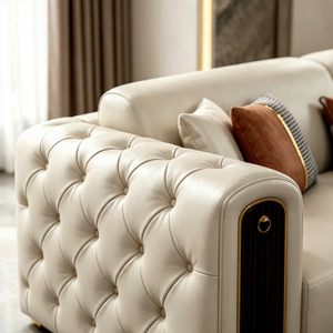 Divano Componibile in Pelle di Prima Qualità Stile Italiano di Lusso, 4 Posti, Design Post-Moderno Americano per Salotti di Ville di Lusso - Product Image 4