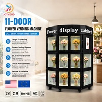 Distributeur automatique de fleurs réfrigéré JOYVEND avec vitrine chauffée anti-buée, capacité de 11 pièces, écran tactile et carte SDK