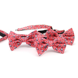 Corbata de Moño Pre-atada Ajustable de Poliéster Estampada con Barco de Vela y Nubes en Rosa, Negro y <span class=keywords><strong>Blanco</strong></span> para Hombre - Product Image 1