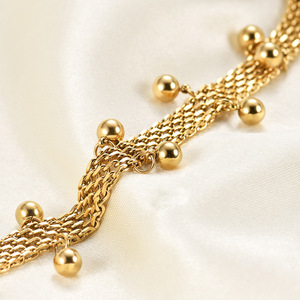 Pulsera de cadena chapada en oro con dijes de bolas apilables para mujer, regalo de joyería - Product Image 4
