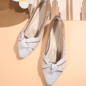 Mocassini da Donna ODM OEM Leggeri e Traspiranti con Punta a Punta, Dettaglio Fiocco, Sfumatura di Colore, <span class=keywords><strong>Slip</strong></span>-on Antiscivolo e Silenziosi per Camminata Casual - Product Image 2