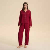 Ensemble de pyjamas en satin de luxe personnalisé pour couples, taille élastique, manches longues, vêtements de détente assortis, vêtements de nuit |   Vêtements de nuit élégants pour couple