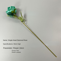 Rose artificielle en soie à tige unique, effet diamant, pour mur floral de mariage, décoration florale, vente en gros
