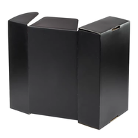 Boîte d'expédition auto-élevante en carton ondulé noir grand format pour vêtements, avec logo personnalisé imprimé, pelliculage mat et paillettes