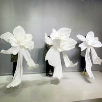 Grand nœud plissé en soie, ornement floral multicolore pour décoration de toile de fond de mariage et de fête