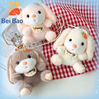 Boneka kelinci telinga panjang 4 inci imut, gantungan kunci, dekorasi wortel, boneka kelinci isi dakron, aksesoris tas ransel, liontin, tersedia banyak