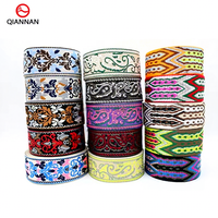 Ruban Jacquard à Motifs Ethniques Haute Ténacité, Sangle Épaisse de 5 cm pour Sacs, en Imitation Nylon et Dacron, 50 Yards/Rouleau