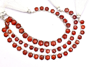 AAA+ Hessonite Garnet 7mm-8mm Faceted Hexagon Briolette <b>Beads</b> Natural Hessonite Semi Precious Gemstone Fancy <b>Beads</b> For Jewelry - Product Image 3