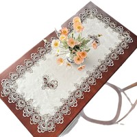 Nappe de table à thé rectangulaire en dentelle, housse de protection anti-poussière pour table à manger, style européen, en maille polyester, tissu domestique durable et écologique