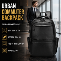 Sac à dos de ville personnalisé OEM avec compartiment pour ordinateur portable de 14 pouces et rangement multi-poches pour les voyages d'affaires, sac à dos pour homme