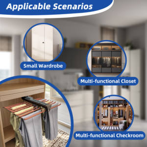 Estante para pantalones de 20 varillas montado en la parte superior, deslizadores de cierre suave, accesorios de armario, herrajes de aleación de aluminio para organizar armarios - Product Image 5