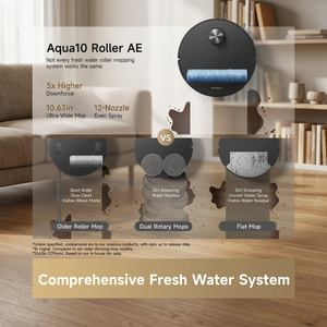 Fresh Water Battery-Powered HEPA Plastic <b>Roller</b> Robot Vacuum Cleaner 12 Nozzle Ultra Wide Mop 3x Higher Downforce App-Controlled - Product Image 3