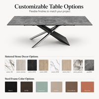 Table à manger pliable en verre trempé avec pieds en métal, style moderne et luxueux, 8 places, pour hôtel, appartement, salle à manger