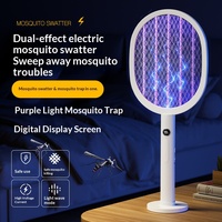 Raquette électrique anti-moustiques 2 en 1 avec lumière UV, rechargeable, pour la lutte contre les nuisibles en intérieur et en extérieur