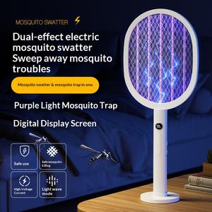 2 in 1 Electric Mosquito Swatter with UV Light Rechargeable <strong>Fly</strong> <strong>Zapper</strong> <strong>Racket</strong> for Indoor and Outdoor Pest Control - Product Image 2