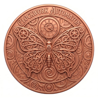 Pièce de défi hydraulique en cuivre fin .999 de 1 oz, style Steampunk, avec motif papillon et art de dos Tourbillon, médaille commémorative, cadeau