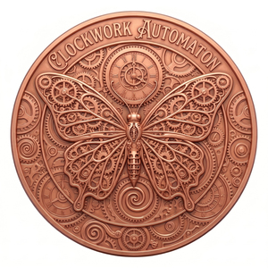 Moneda Conmemorativa de 1 oz de Cobre Fino .999, Diseño Hidráulico Automático, Estilo Steampunk, Mariposa, con Arte Trasero de Tourbillon, Regalo - Product Image 1