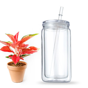 Custom16oz Plastic Snowglobe <strong>Tumbler</strong> Double Wall Pre Drilled Plastic <strong>Mason</strong> <strong>Jar</strong> Cups Can for Snowglobe Glitter DIY Gift - Product Image 6