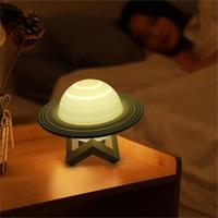 Lampe de lune à LED 16 couleurs avec support imprimé en 3D Mini veilleuse Saturne/Galaxy Télécommande/Contrôle tactile Compatible USB