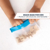 Sacs de rangement lavables et réutilisables, 200 pièces, sans BPA, sac de rangement écologiques avec fermeture éclair pour tasses, sacs de stockage des aliments pour Snacks pva avec support