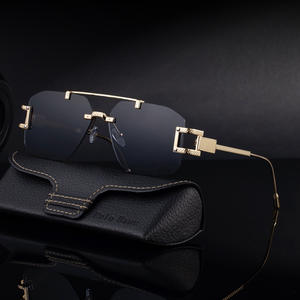 Lunettes de soleil sans monture Polo Haus pour femme, en métal, verres PC UV400, noires, vente en gros transfrontalière - Product Image 1