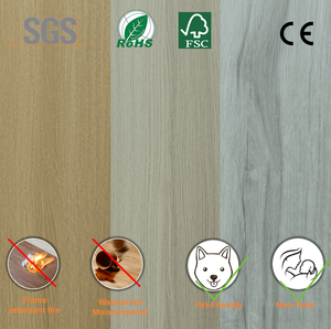 Suelo laminado PVC vinilo lujo absorbente sonido aislamiento baldosas tablillas LVP roble blanco natural liso panel SPC - Product Image 1