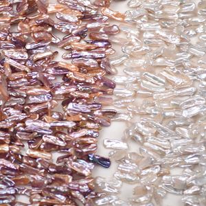 ไข่มุกน้ำจืดทรงบาร็อคธรรมชาติ 37 รู วัสดุ DIY กึ่งสำเร็จรูป แสงสว่างดี สีผสม สีขาวพีพา สำหรับทำเครื่องประดับ - Product Image 3