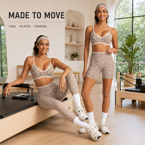 Conjunto de Yoga sin Costuras para Mujer, Sujetador Deportivo con Estampado de Leopardo Jacquard, Leggings de Cintura Alta con Efecto Levanta Glúteos para Gimnasio, Pilates y Entrenamiento - Product Image 1