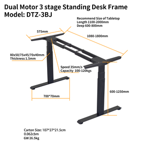 <span class=keywords><strong>Bureau</strong></span> de luxe pour le travail, <span class=keywords><strong>bureau</strong></span> <span class=keywords><strong>debout</strong></span> ergonomique réglable en hauteur, <span class=keywords><strong>bureau</strong></span> d'étude électrique à double vérin, cadre de <span class=keywords><strong>bureau</strong></span> <span class=keywords><strong>debout</strong></span> à double levage - Product Image 5