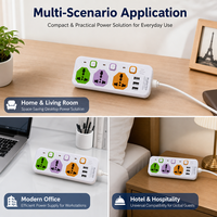 Multiprise universelle 3 prises CA avec 3 ports USB et interrupteurs séparés pour maison, bureau, chambre, dortoir, salon