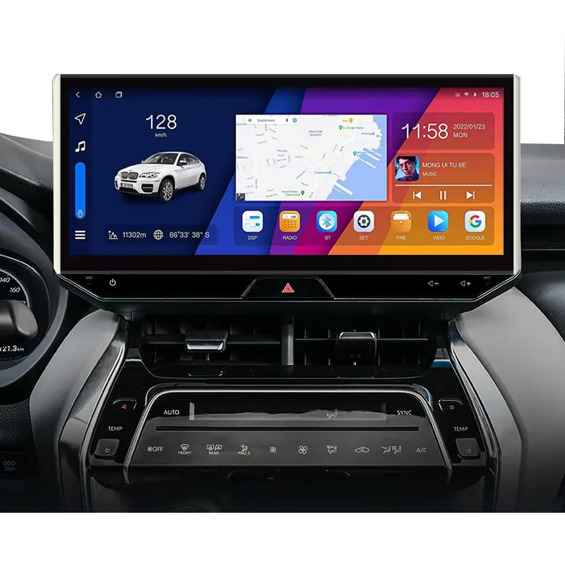 Kablosuz Carplay android 13 6gb ram 128gb rom 12.3 inç QLED araç dvd oynatıcı oyuncu Toyota Harrier samsung 2021-2022 için araba radyo 2din